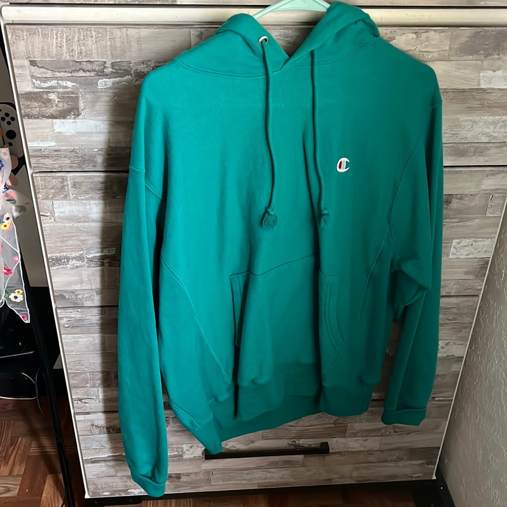Green champion hoodie